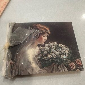 Vintage Terra traditions Swarovski crystal Bridal signature book with Ribbon